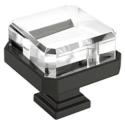 1-3/8" Glacio Premium Square Cabinet Knob, Clear/Black Bronze