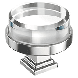 1-1/2" Glacio Premium Round Cabinet Knob, Clear/Chrome