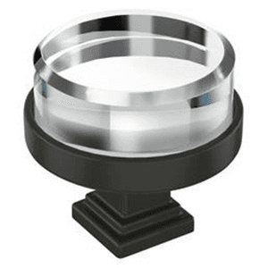 1-1/2" Glacio Premium Round Cabinet Knob, Clear/Black Bronze