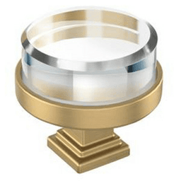 1-1/2" Glacio Premium Round Cabinet Knob, Clear/Champagne Bronze