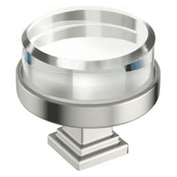 1-1/2" Glacio Premium Round Cabinet Knob, Clear/Satin Nickel