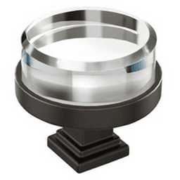 1-1/2" Glacio Premium Round Cabinet Knob, Clear/Oil-Rubbed Bronze