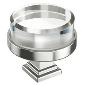 1-1/2" Glacio Premium Round Cabinet Knob, Clear/Polished Nickel