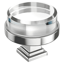 2-1/8" Glacio Premium Bar Cabinet Knob, Clear/Chrome