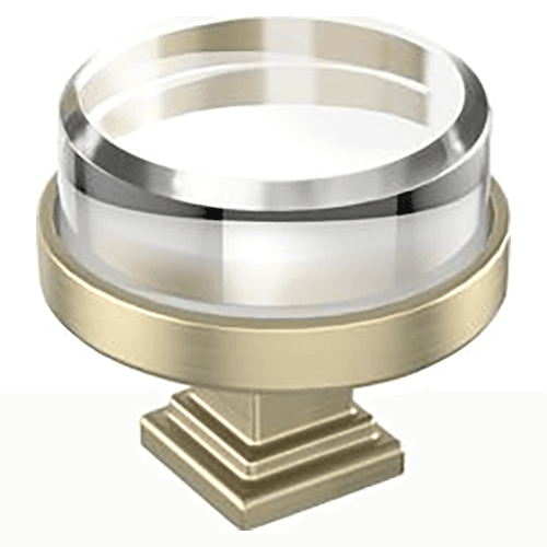 2-1/8" Glacio Premium Bar Cabinet Knob, Clear/Golden Champagne