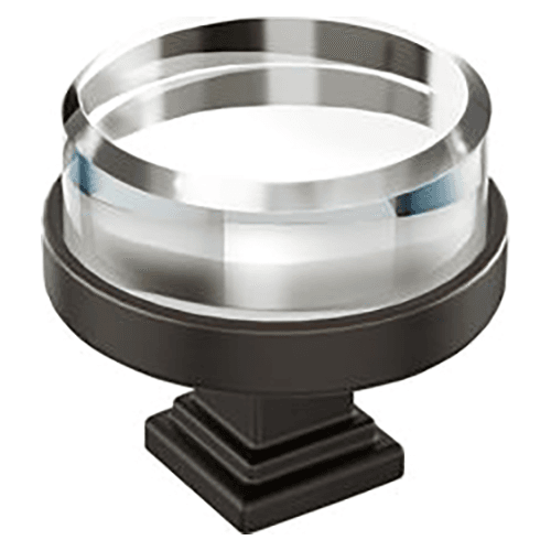 2-1/8" Glacio Premium Bar Cabinet Knob, Clear/Oil-Rubbed Bronze