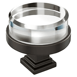 2-1/8" Glacio Premium Bar Cabinet Knob, Clear/Oil-Rubbed Bronze