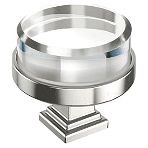2-1/8" Glacio Premium Bar Cabinet Knob, Clear/Polished Nickel