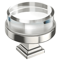 2-1/8" Glacio Premium Bar Cabinet Knob, Clear/Polished Nickel