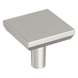 1-1/16" Chamfered Edge Square Cabinet Knob, Satin Nickel