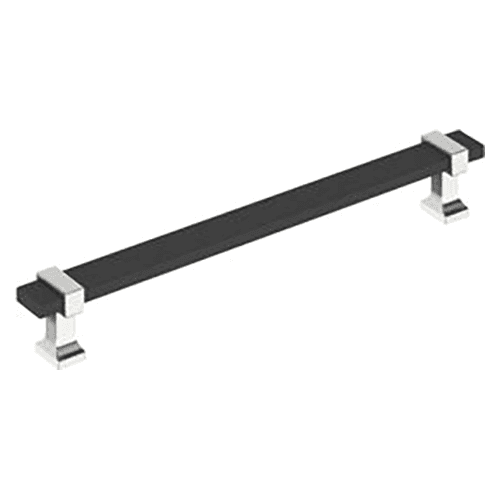 7-9/16" Overton Cabinet Pull, Matte Black/Polished Chrome