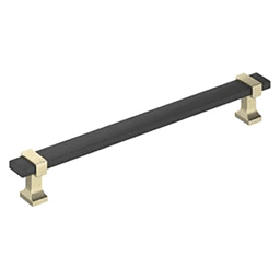 7-9/16" Overton Cabinet Pull, Matte Black/Golden Champagne