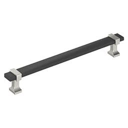 7-9/16" Overton Cabinet Pull, Brushed Matte Black/Satin Nickel