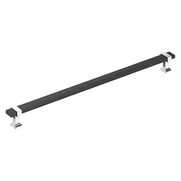 12-5/8" Ovaerton Cabinet Pull, Matte Black/Polished Chrome