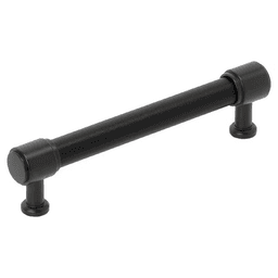 128mm Fairlane Cabinet Pull, Black Leather/Matte Black