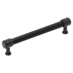 160mm Fairlane Cabinet Pull, Black Leather/Matte Black