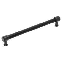 224mm Fairlane Cabinet Pull, Black Leather/Matte Black