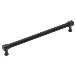 256mm Fairlane Cabinet Pull, Black Leather/Matte Black