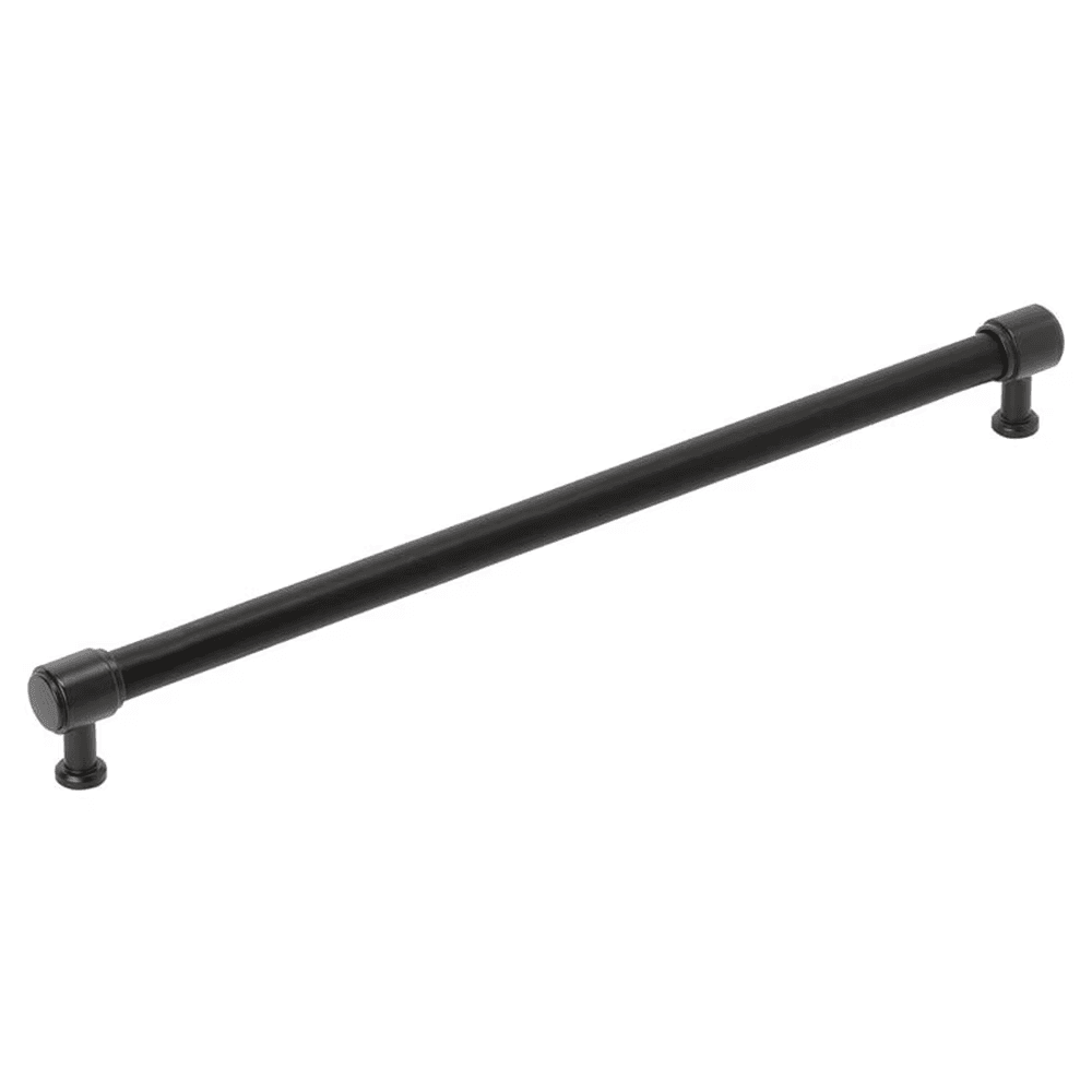 320mm Fairlane Cabinet Pull, Black Leather/Matte Black