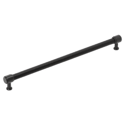320mm Fairlane Cabinet Pull, Black Leather/Matte Black