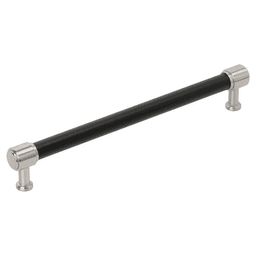 305mm Fairlane Appliance Pull, Black Leather/Satin Nickel