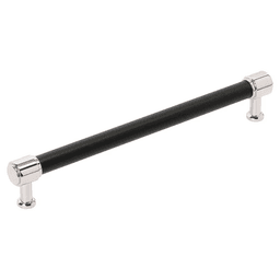 305mm Fairlane Appliance Pull, Black Leather/Polished Nickel