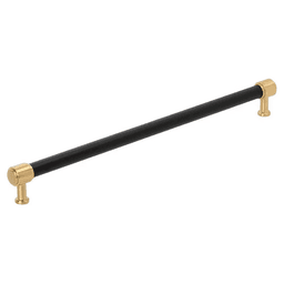 457mm Fairlane Appliance Pull, Black Leather/Champagne Bronze