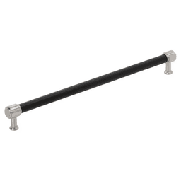 457mm Fairlane Appliance Pull, Black Leather/Satin Nickel