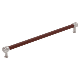 457mm Fairlane Appliance Pull, Brown Leather/Satin Nickel