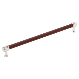 457mm Fairlane Appliance Pull, Brown Leather/Polished Nickel