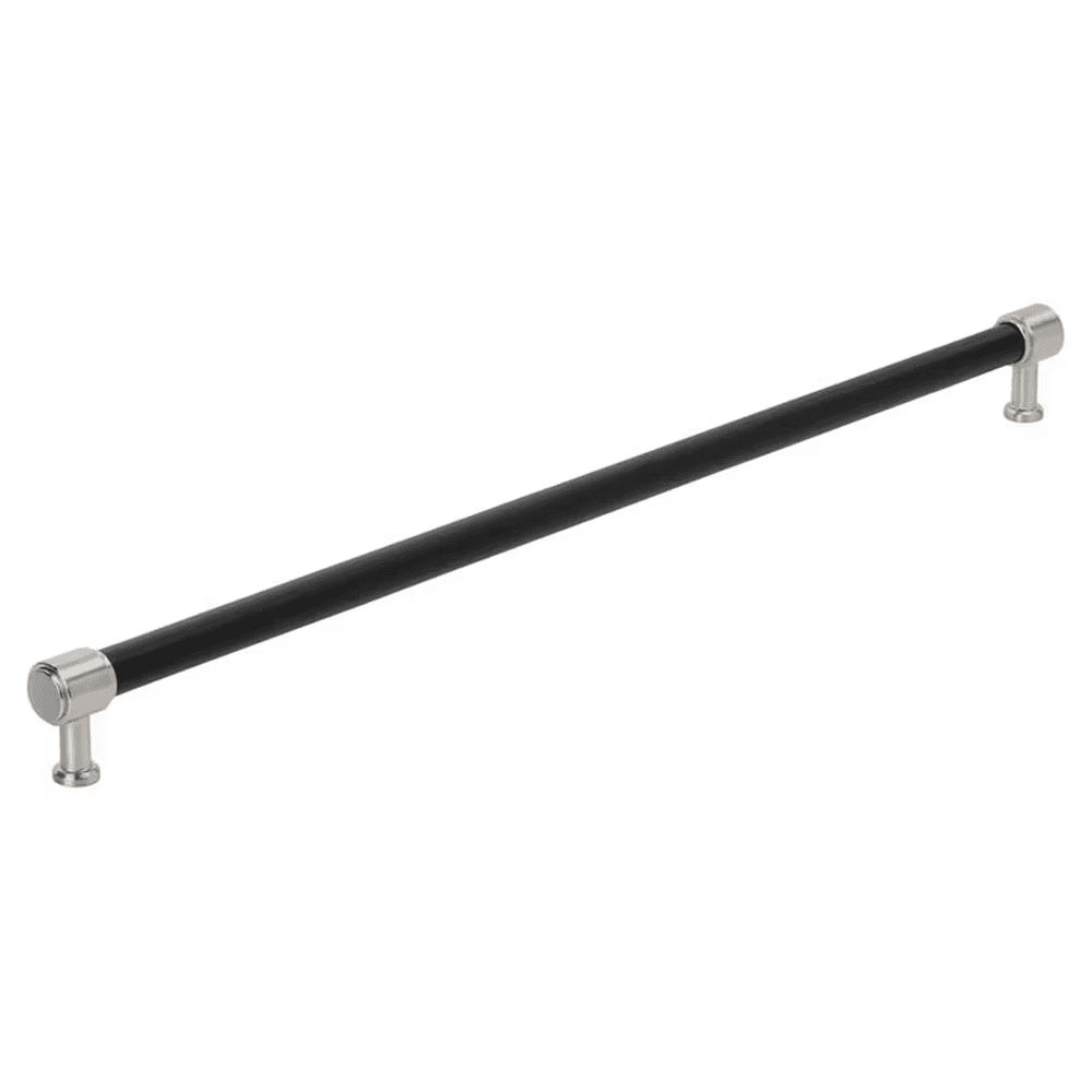 610mm Fairlane Appliance Pull, Black Leather/Satin Nickel