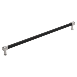 610mm Fairlane Appliance Pull, Black Leather/Satin Nickel