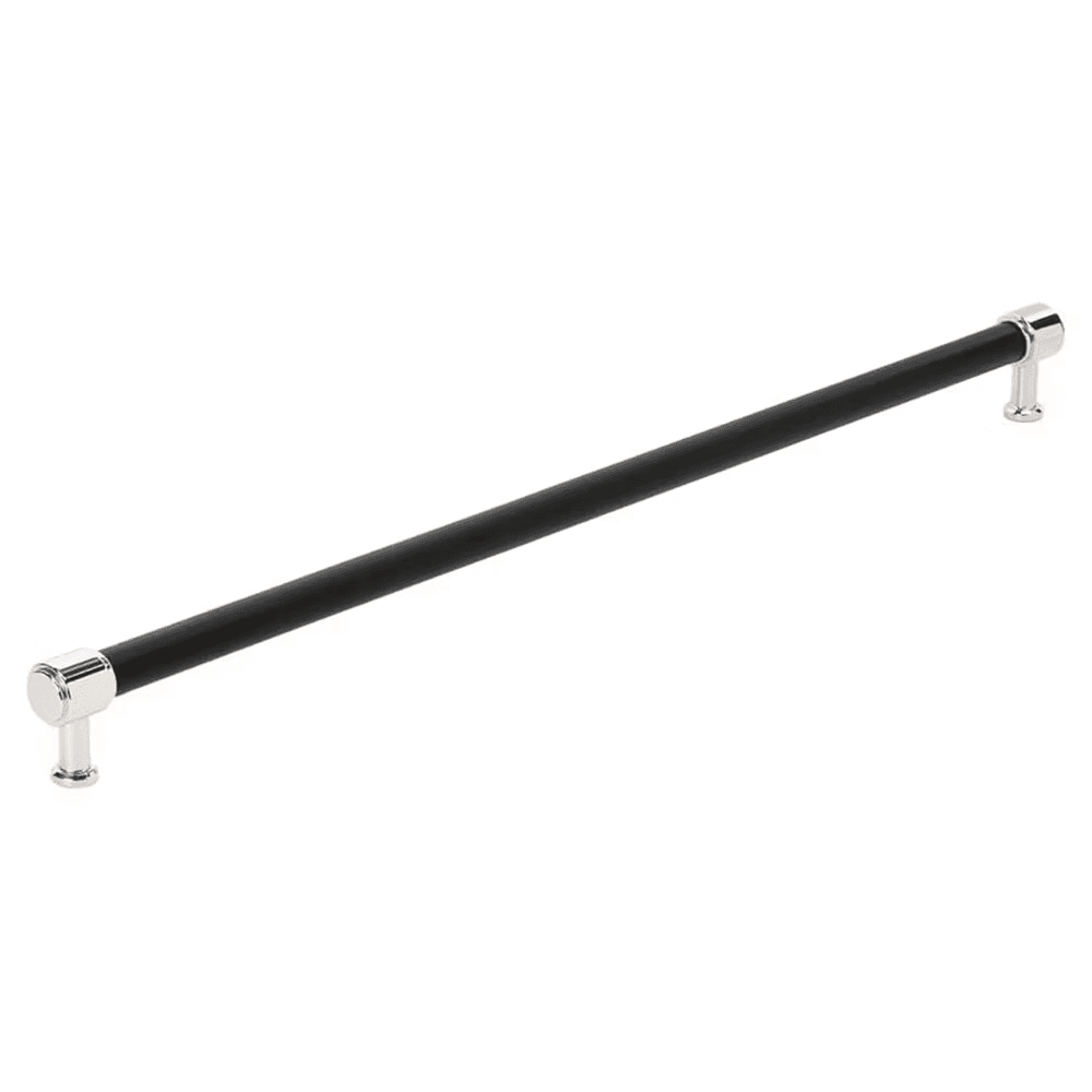 610mm Fairlane Appliance Pull, Black Leather/Polished Nickel