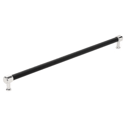 610mm Fairlane Appliance Pull, Black Leather/Polished Nickel