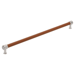 610mm Fairlane Appliance Pull, Cognac Leather/Satin Nickel