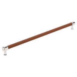 610mm Fairlane Appliance Pull, Cognac Leather/Polished Nickel
