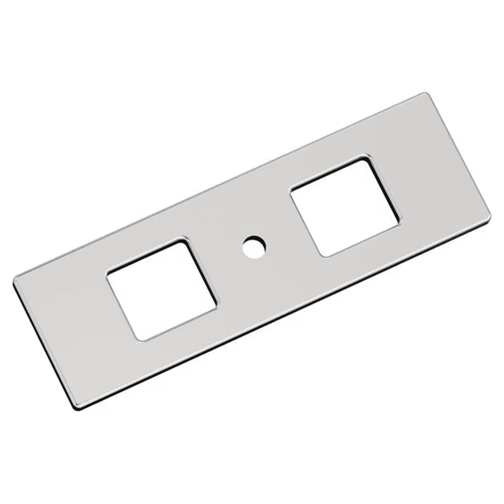 94mm Medora Rectangle Cabinet Knob Backplate, Polished Chrome
