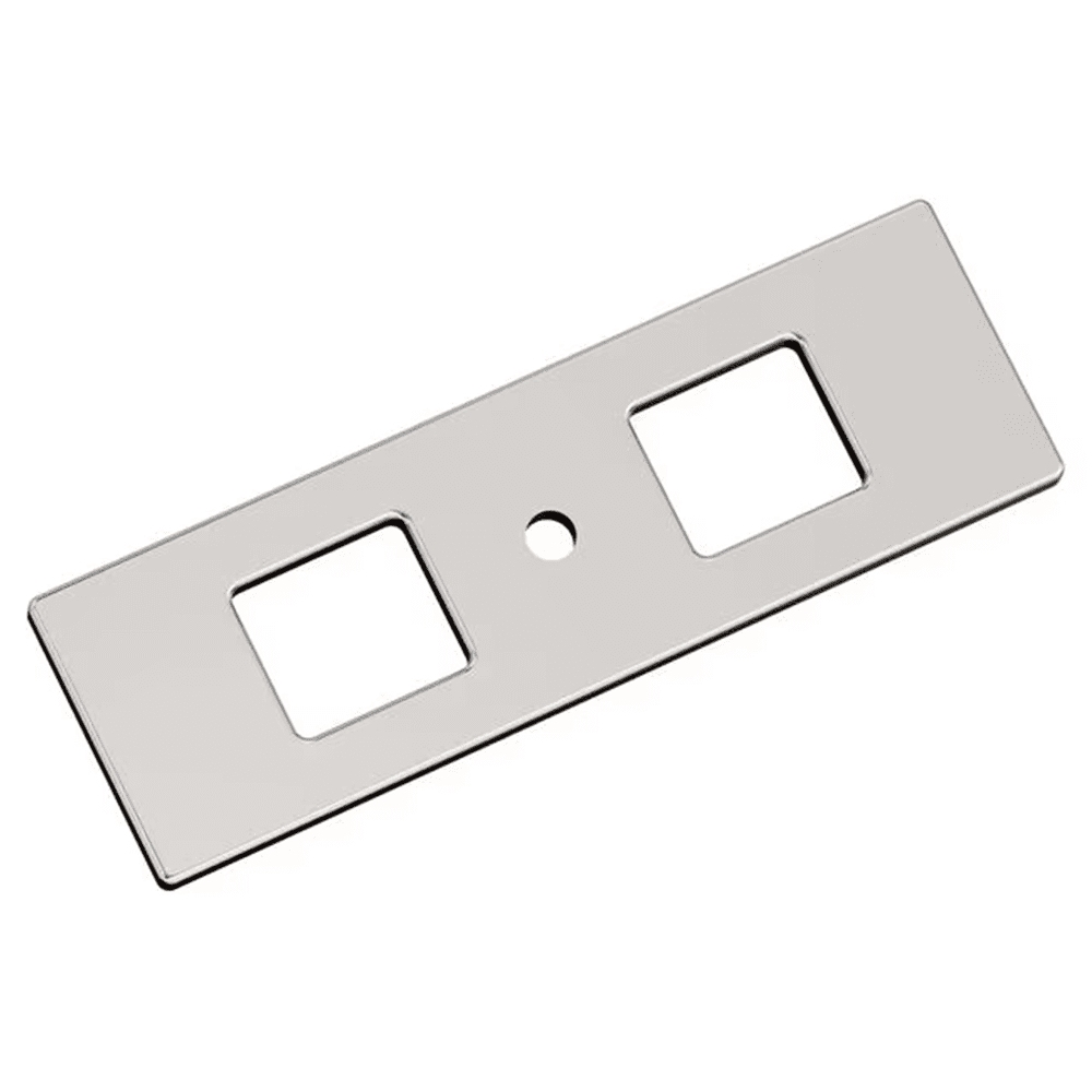 94mm Medora Rectangle Cabinet Knob Backplate, Polished Nickel