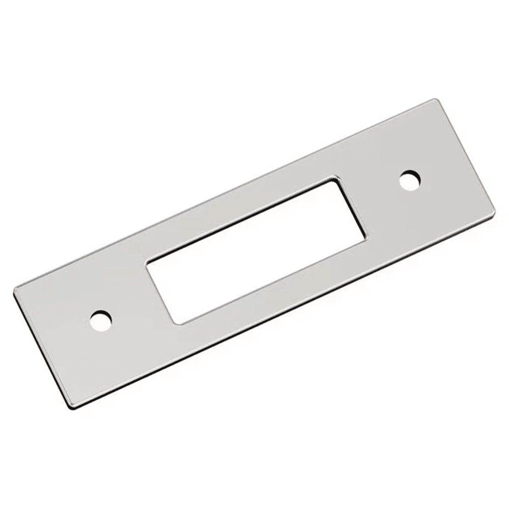 76mm Medora Rectangle Cabinet Pull Backplate, Polished Nickel