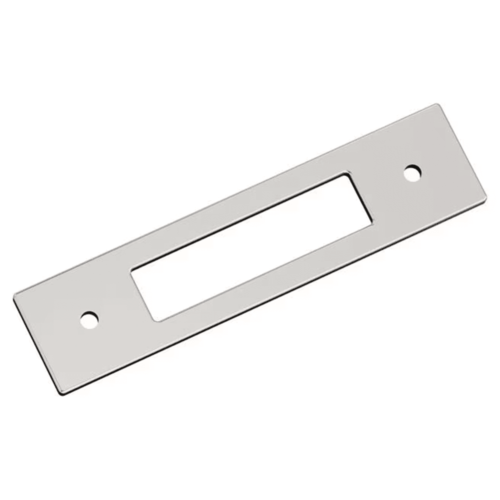 96mm Medora Rectangle Cabinet Pull Backplate, Polished Nickel