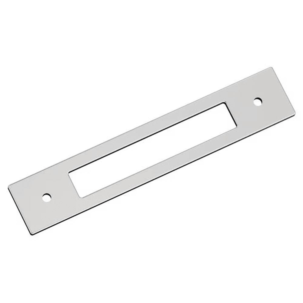 128mm Medora Rectangle Cabinet Pull Backplate, Polished Chrome