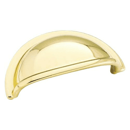 3" Solid Brass Cup Pull, Bright Brass