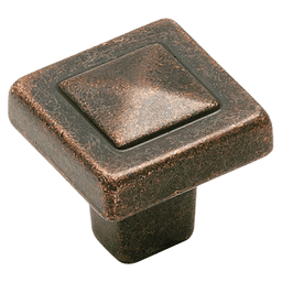 1-1/8" Forgings Square Knob, Rustic Bronze