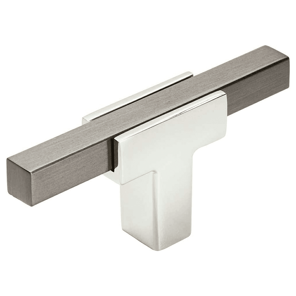 2-5/8" Urbanite T-Handle Knob, Polished Chrome/Black Chrome