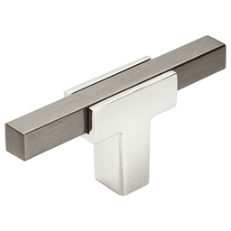 2-5/8" Urbanite T-Handle Knob, Polished Chrome/Black Chrome