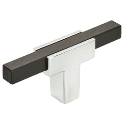 2-5/8" Urbanite T-Handle Knob, Polished Chrome/Brushed Matte Black