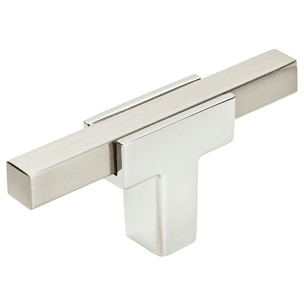 2-5/8" Urbanite T-Handle Knob, Polished Chrome/Satin Nickel