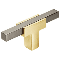 2-5/8" Urbanite T-Handle Knob, Brushed Gold/Black Chrome