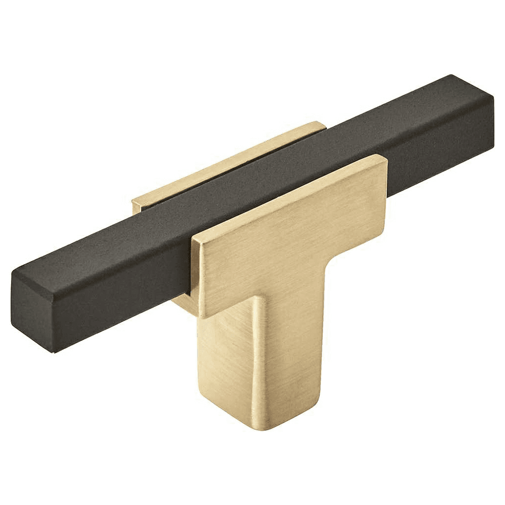 2-5/8" Urbanite T-Handle Knob, Brushed Gold/Matte Black