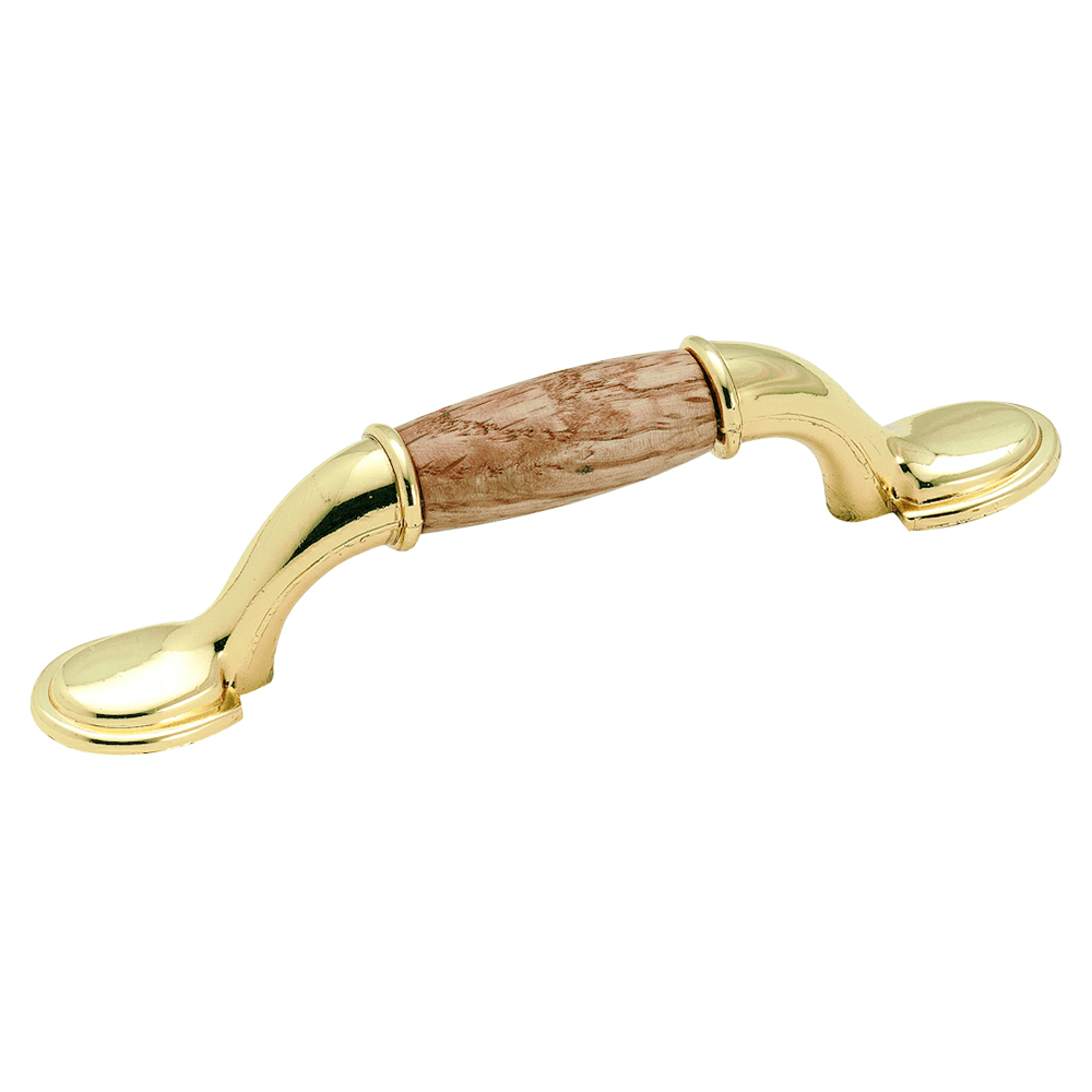 3" Allison Value Hardware Handle Pull, Oak/Polished Brass, 5-3/16" Length